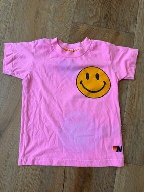 Aviator Nation Kids Pink Smiley Face Tee